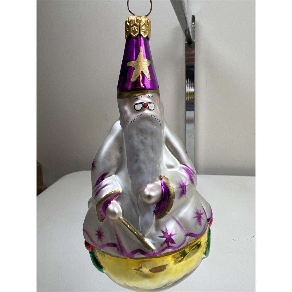 Wizard Christmas Ornament‎ Ball Glass Polonaise Purple Hat Gold Star Kurt Adler